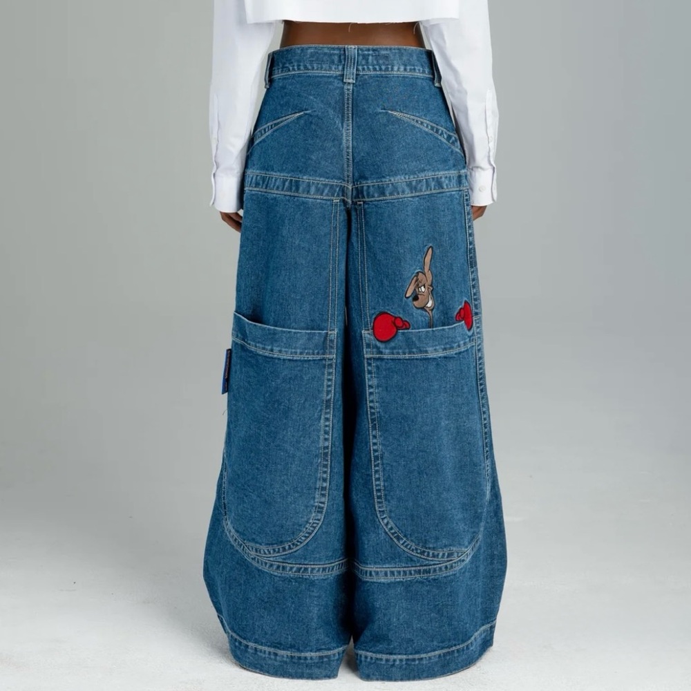 JNCO Denim Wide Leg Jeans with Cartoon Accent